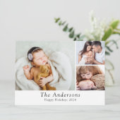 Prettige feestdagen Minimalistisch 3 foto Feestdagenkaart (Staand voorkant)