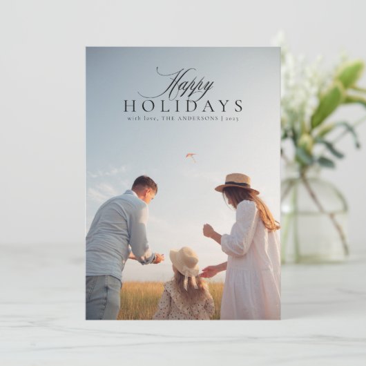 Prettige feestdagen Minimalistisch Foto Feestdagenkaart (Staand voorkant)