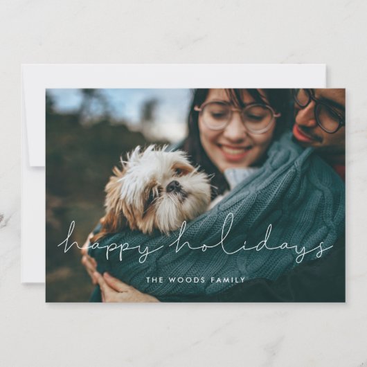 Prettige feestdagen Minimalistisch handgeschreven  Feestdagenkaart (Voorkant)