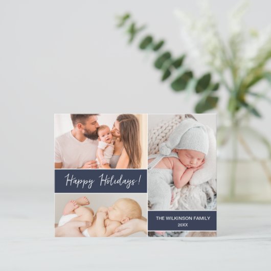 Prettige feestdagen Minimalistisch marineblauw (Staand voorkant)