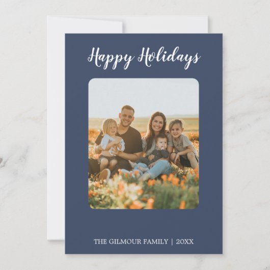 Prettige feestdagen Minimalistisch Modern|Blauw 3  Feestdagenkaart (Voorkant)