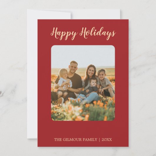 Prettige feestdagen Minimalistisch Modern|Rood 3 F Feestdagenkaart (Voorkant)