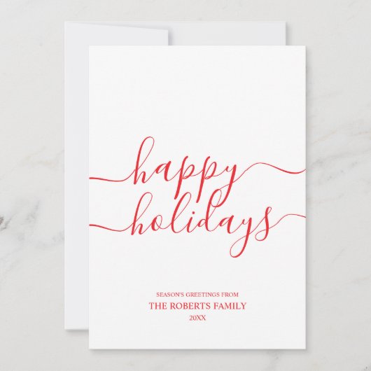 Prettige feestdagen Minimalistisch rood Feestdagenkaart (Voorkant)