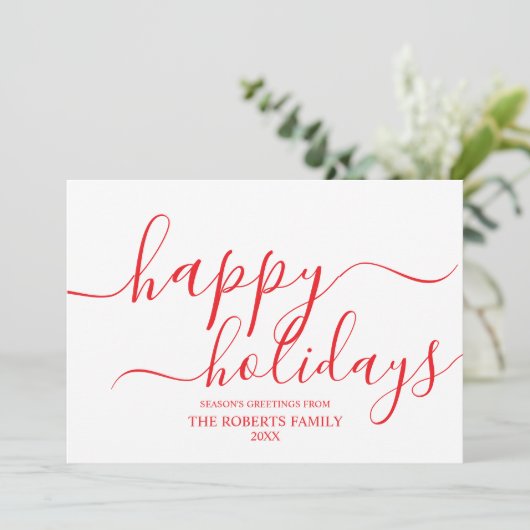 Prettige feestdagen Minimalistisch rood Feestdagenkaart (Staand voorkant)