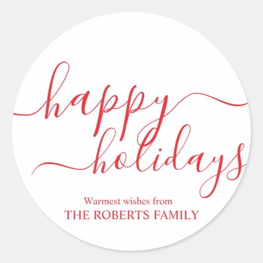 Prettige feestdagen Minimalistisch rood Ronde Sticker (Voorkant)