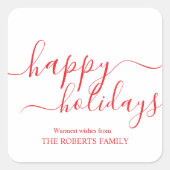 Prettige feestdagen Minimalistisch rood Vierkante Sticker (Voorkant)