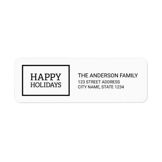 Prettige feestdagen Minimalistisch zwart wit vak Etiket (Voorkant)