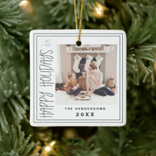 Prettige feestdagen Minimalistische Christmas Kaar Keramisch Ornament