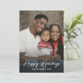 Prettige feestdagen Minimalistische familiefoto Feestdagenkaart (Staand voorkant)