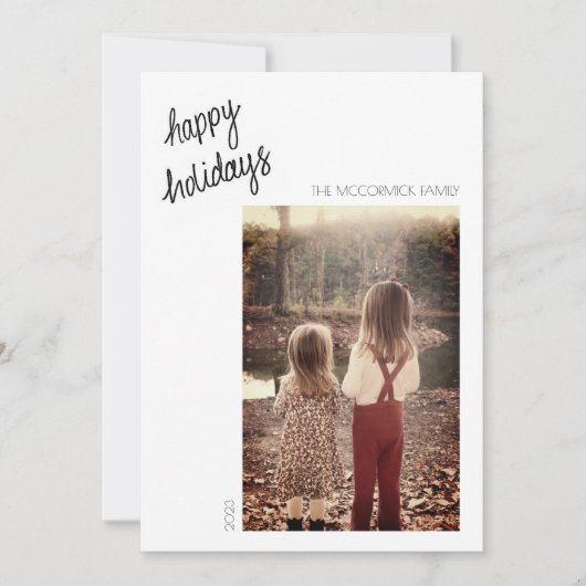 Prettige feestdagen - Minimalistische handgeschrev Kaart (Voorkant)