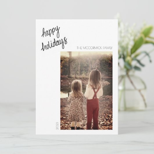 Prettige feestdagen - Minimalistische handgeschrev Kaart (Staand voorkant)