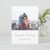 Prettige feestdagen Minimalistische scriptfoto Feestdagenkaart (Staand voorkant)