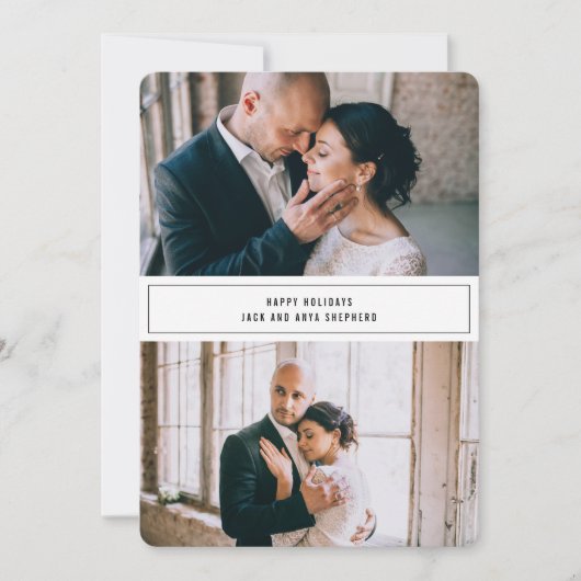 Prettige feestdagen Minimalistische Twee Foto Kers Feestdagenkaart (Voorkant)