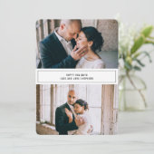 Prettige feestdagen Minimalistische Twee Foto Kers Feestdagenkaart (Staand voorkant)