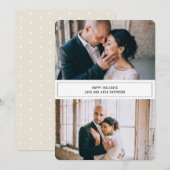 Prettige feestdagen Minimalistische Twee Foto Kers Feestdagenkaart (Voorkant / Achterkant)