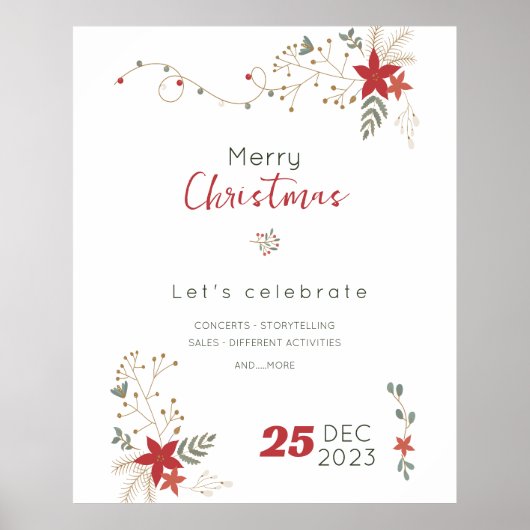 Prettige feestdagen Minimalistische Vrolijke Kerst Poster (Voorkant)