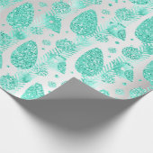 prettige feestdagen Mint Glitter Balls Birds Cadeaupapier (Hoek)