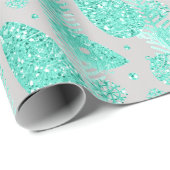 prettige feestdagen Mint Glitter Balls Birds Cadeaupapier (Rol Hoek)