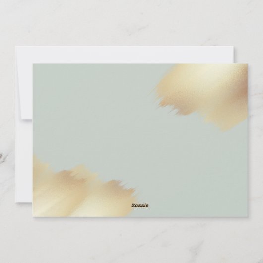 prettige feestdagen Mint Green & Gold Foil Brush F Feestdagenkaart (Achterkant)