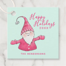 Prettige feestdagen Mint groen en roze Gnome Kerst