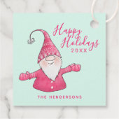 Prettige feestdagen Mint groen en roze Gnome Kerst Bedankjes Labels (Achterkant)