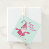 Prettige feestdagen Mint groen en roze Gnome Kerst Bedankjes Labels (In situ)