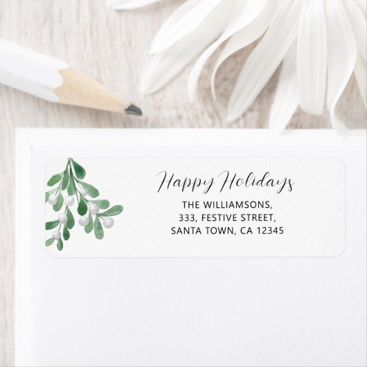 prettige feestdagen Mistletoe Return Address Label (Insitu)