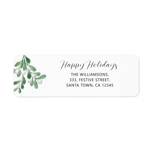 prettige feestdagen Mistletoe Return Address Label (Voorkant)