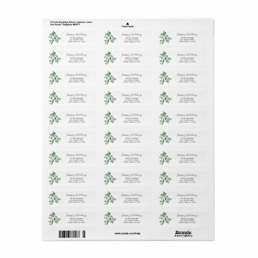 prettige feestdagen Mistletoe Return Address Label (Full Sheet)