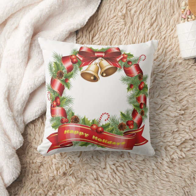 prettige feestdagen Mistletoe Wreath Decorative Pi Kussen (Deken)