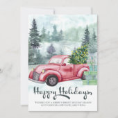 prettige feestdagen Misty Forest en  Red Truck (Voorkant)