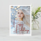 Prettige feestdagen Model Actrice Headshot Red Scr Feestdagenkaart (Staand voorkant)