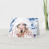 Prettige feestdagen Model Headshot Red Script Kers (Voorkant)