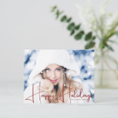 Prettige feestdagen Model Headshot Red Script Over (Staand voorkant)