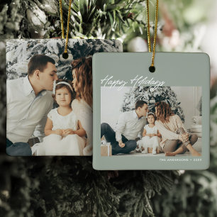 Prettige feestdagen Modern - Aangepast bericht 2-F Keramisch Ornament