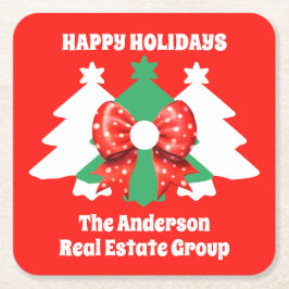 Prettige feestdagen Modern bewerkbaar bedrijf Kartonnen Onderzetters