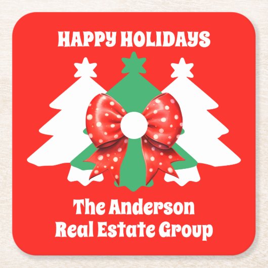 Prettige feestdagen Modern bewerkbaar bedrijf Kartonnen Onderzetters (Voorkant)