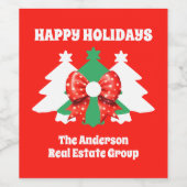 Prettige feestdagen Modern bewerkbaar bedrijf Wijn Etiket (Enkel label)