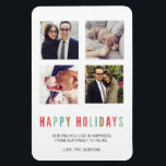 prettige feestdagen | Modern & Bright 4 fotomagnee Magneet<br><div class="desc">Verstuur unieke vakantiegroeten naar je geliefden met deze moderne en stijlvolle feestfoto-magneten,  met vier vierkante foto's en heldere typografie. Ideaal voor het weergeven van je favoriete Instagram-foto's!</div>