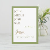 Prettige feestdagen Modern design foto Moss Green Feestdagenkaart (Staand voorkant)