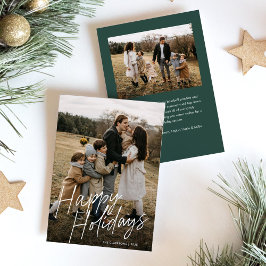 Prettige feestdagen Modern eenvoudig script? 2 Fot Feestdagenkaart