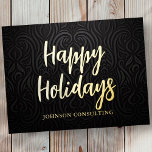 prettige feestdagen Modern Elegant Black Damask<br><div class="desc">Uw zakelijke logo kan achteraan worden toegevoegd. Wijzig het vakantiebericht,  de bedrijfsnaam of de bedrijfsnaam. Hier te vinden op: http://www.zazzle.com/selectpartysupplies</div>