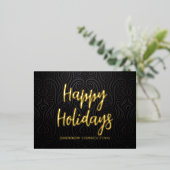 prettige feestdagen Modern Elegant Black Damask (Staand Voorkant)
