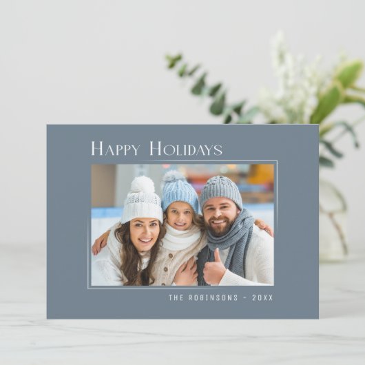 Prettige feestdagen Modern Elegant Simple Slate Bl Feestdagenkaart (Staand voorkant)