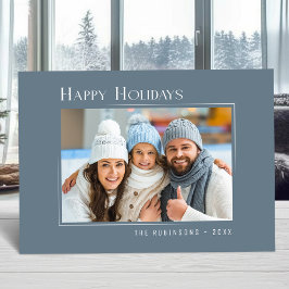 Prettige feestdagen Modern Elegant Simple Slate Bl Feestdagenkaart