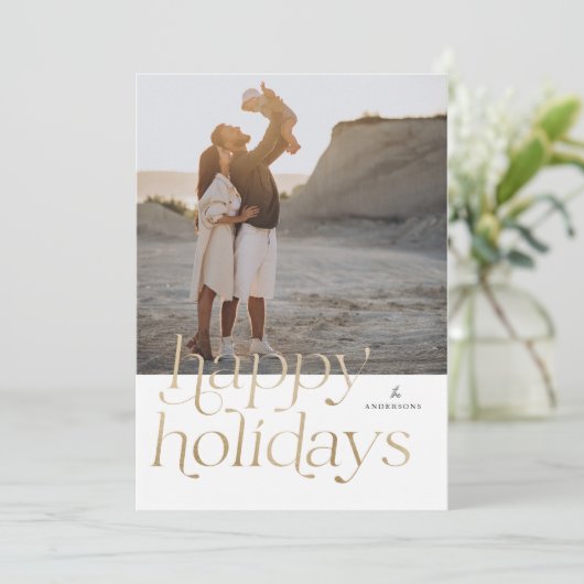 Prettige feestdagen Modern Faux Gold Feestdagenkaart (Staand voorkant)