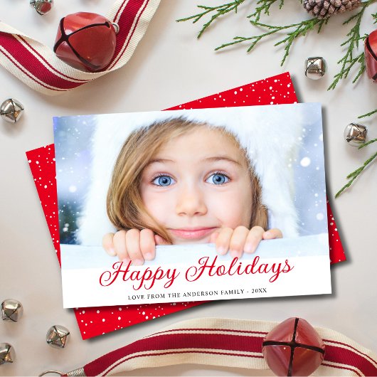 prettige feestdagen Modern Foto Red Holiday Kaart