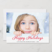 prettige feestdagen Modern Foto Red Holiday Kaart (Voorkant)