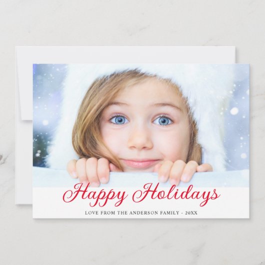 prettige feestdagen Modern Foto Red Holiday Kaart (Voorkant)