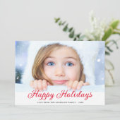 prettige feestdagen Modern Foto Red Holiday Kaart (Staand voorkant)